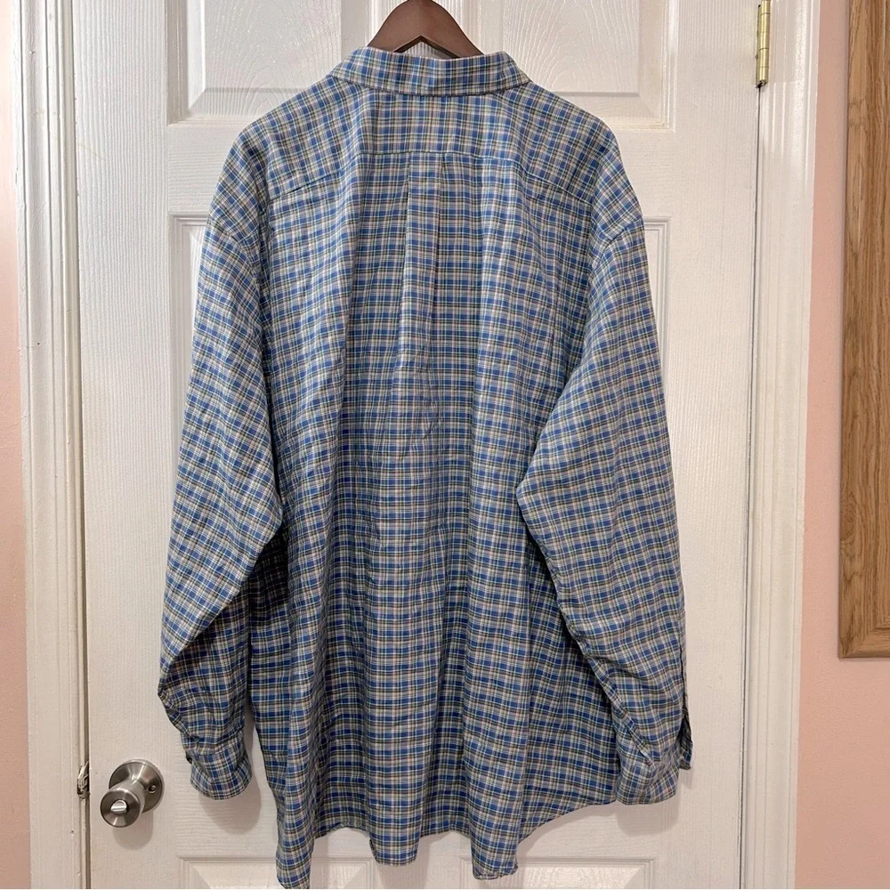 POLO Ralph Lauren Men's Button Down Shirt Plaid Blue Green Size 4XB